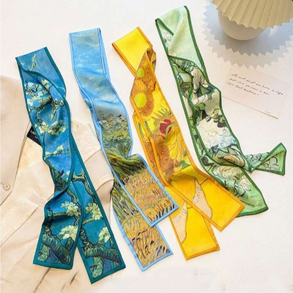 NEW Set of 4 Vintage Oil Painting Silk Twilly’s